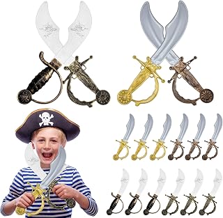 Liliful 12 Pcs Halloween Pirate Sword Prop Cosplay Dagger Plastic Cutlass Sword Role Play Party Accessories Gifts Realistic Game Decor Vintage Medieval Knight Christmas Perform Party(Pirate Knife)