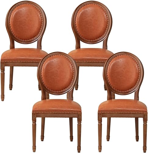 Miniatura 19 de JKGHK - Sillas de comedor, sillas de cocina de madera, silla lateral tapizada de cuero para habitación con respaldo redondo, juego de sillas de sala