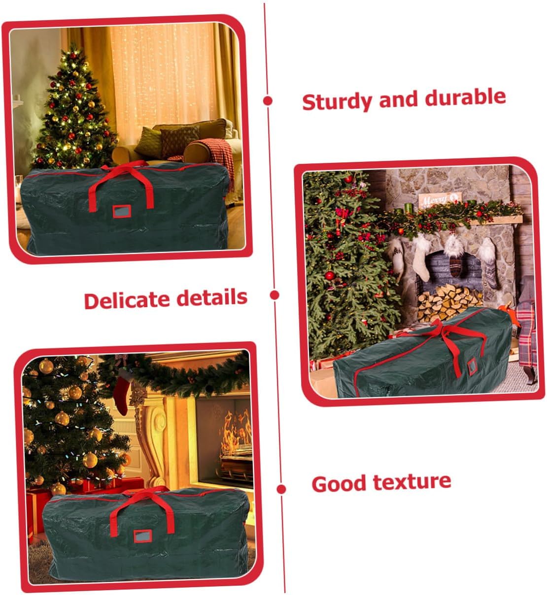 Christmas Tree Storage Bag Waterproof Zippered 165x38x76cm Green Dustproof Holiday Tree Pouch for Home Organization