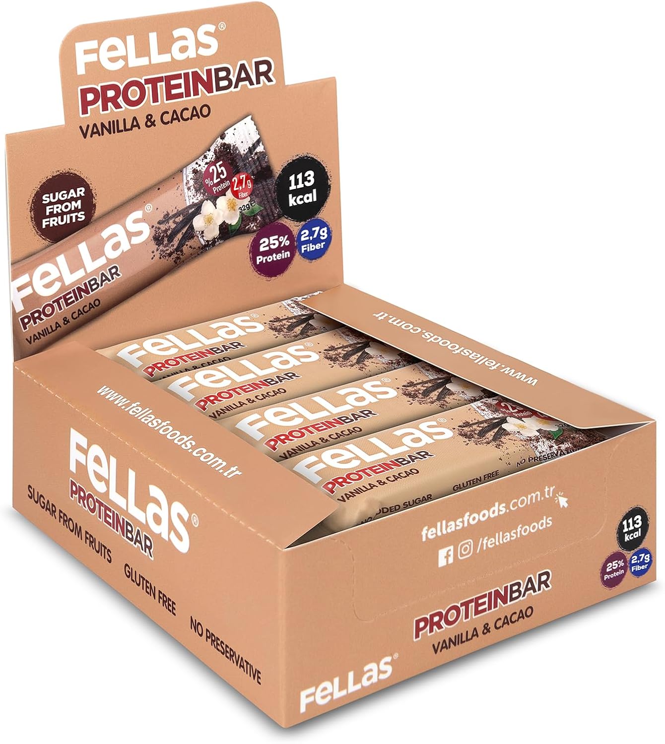 Fellas Protein Bar Vanilyalı ve Kakaolu 32 gr
