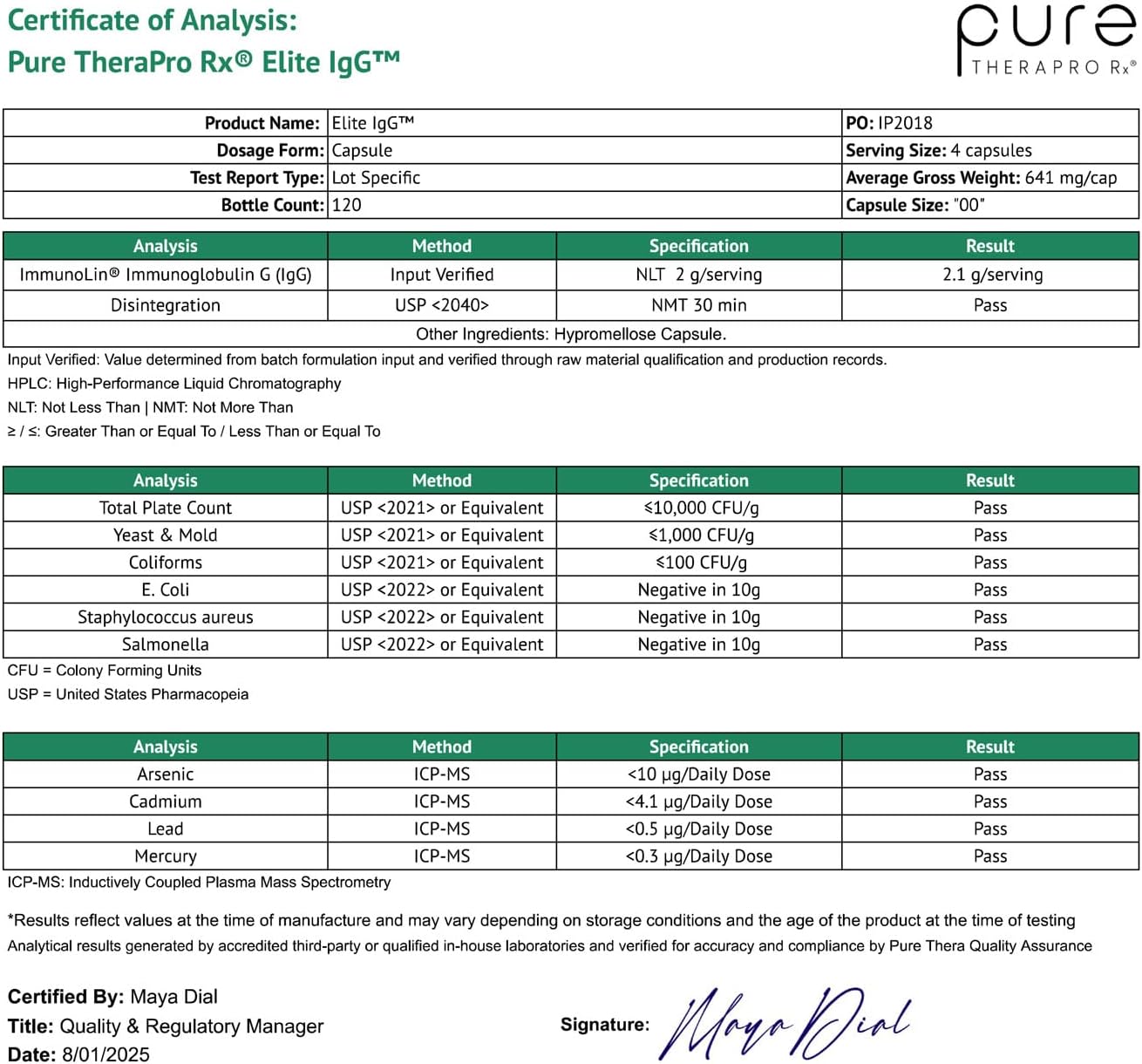 Pure Therapro Rx Elite IgG Immunoglobulin Supplement, 120 Caps - Gut Health & Immune Support, 1100 mg IgG, IGA & IgM, Sunflower Lecithin | Dairy & Gluten Free Colostrum Supplement Alternative - Image 7