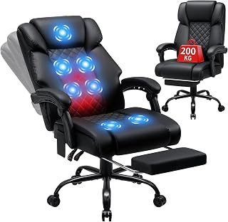 HOFFREE Ergonomischer Bürostuhl mit Massage und Heizfunktion,Schwarz