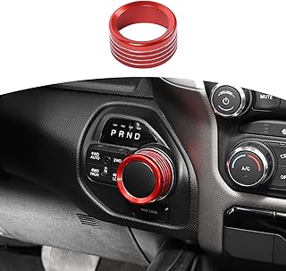 for RAM Gear Shift Knob Cover Trim Ring Fit for Dodge RAM 2018-Present (Low-Profile Version) Red Interior Accessories 1pcs