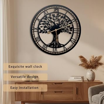 Tree of Life Wall Clock, Clocks For Living Room, Kitchen Clock Quiet and No Ticking, Suitable for Wall Decor, Living Room Decoration, Kitchen Decoration(40CM)