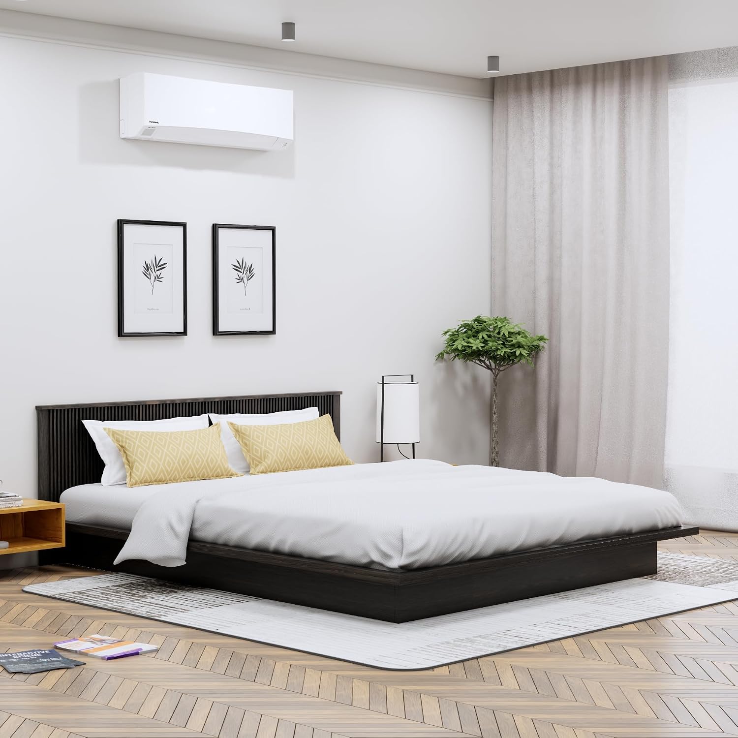 Bniture Modern Bed for Bedroom || Platform Bed with Designer Headboard || Engineered Wood Bed Without Storage (Flower Wenge, Queen Size Platform Bed) (H- 73 CM x L- 209.1 CM x W- 160 CM) Bniture Modern Bed for Bedroom || Platform Bed with Designer Headboard || Engineered Wood Bed Without Storage (Flower Wenge, Queen Size Platform Bed) (H- 73 CM x L- 209.1 CM x W- 160 CM)