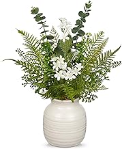Briful Artificial Plants with Ceramic Vase - Artificial Plants & Flower Arrangement, Care-Free Decorative Plants Table Decoration for Living Room, Office & Shelf, Height 39 cm