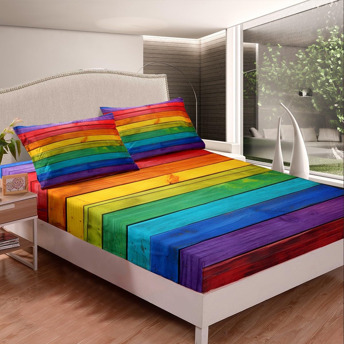 SDIII Regenbogen-Bettlaken-Set Queen Size - Weiche Mikrofaser, Kühlend, Mit Spannbetttuch & Kissenbezügen