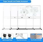 Large Rolling Whiteboard, 72" x 40" Double Sided Magnetic Mobile White Board on Wheels, Movable Dry Erase Board with Stand Aluminum Frame for Office, Classroom, Back to School Supplies