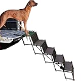 by Unbranded Upgraded Dog Stairs, Metal Frame Foldable Large Dog Step, Lightweight Portable Pet Ladder Ramp for Cars, SUVs and High Bed, 5 Steps