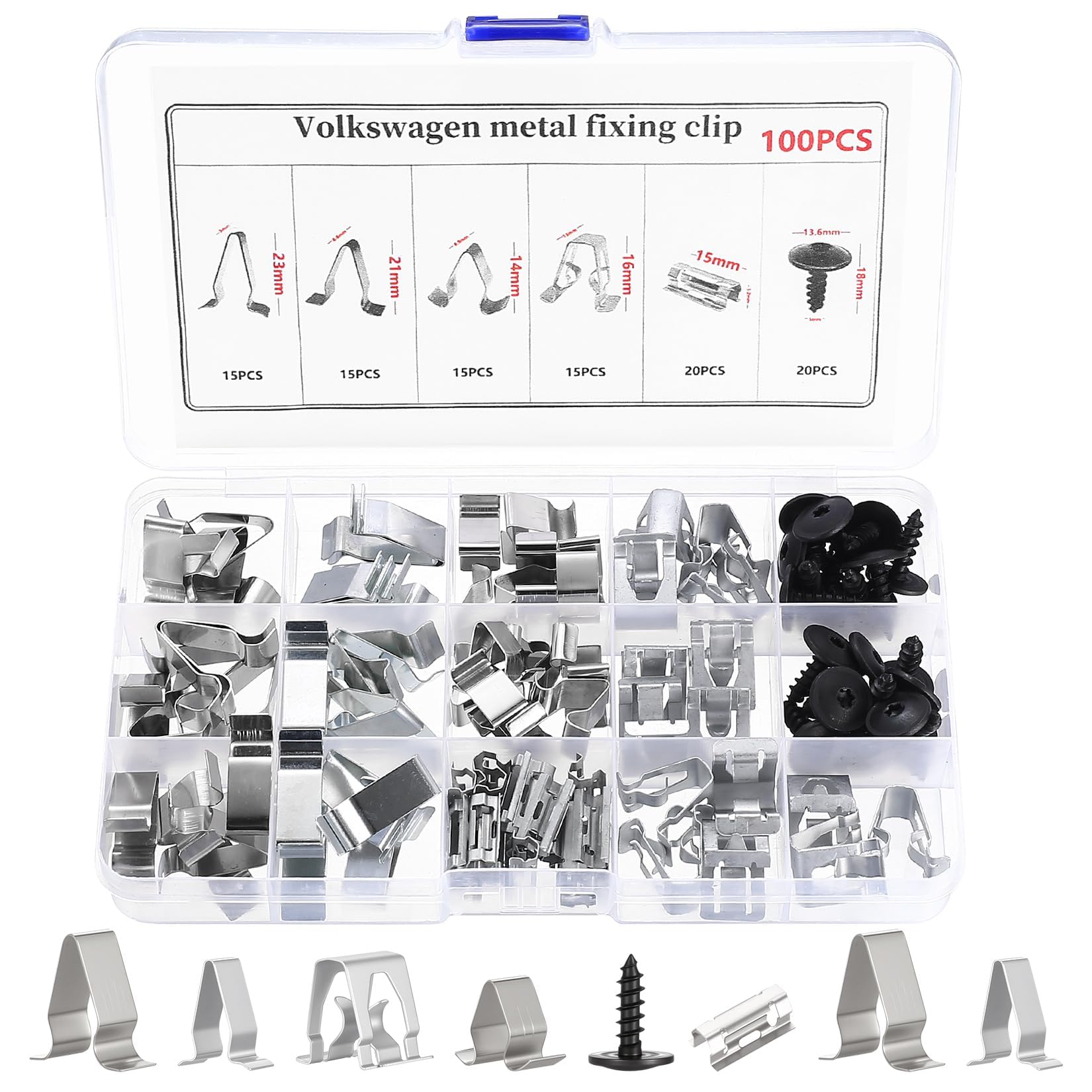 R-timer 100 Pcs Car Metal Trim Fastener Clips for BAIC X35 2019-2021, Bonnet Panel Retainers Rustproof U Nut Speed Fixing Screws Clamps