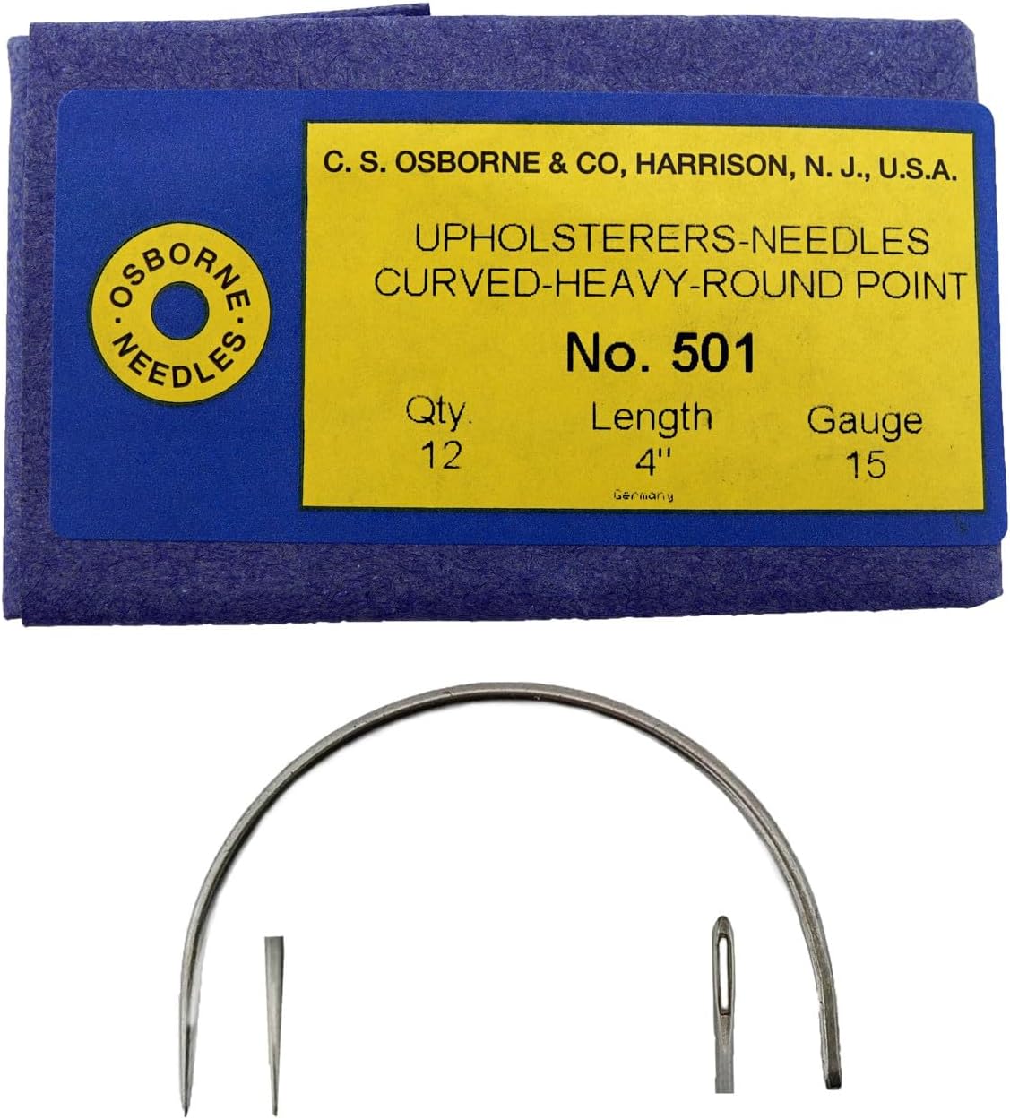 C.S. Osborne Pack of 12 Curved Needles Heavy #501-4 (Size 4")