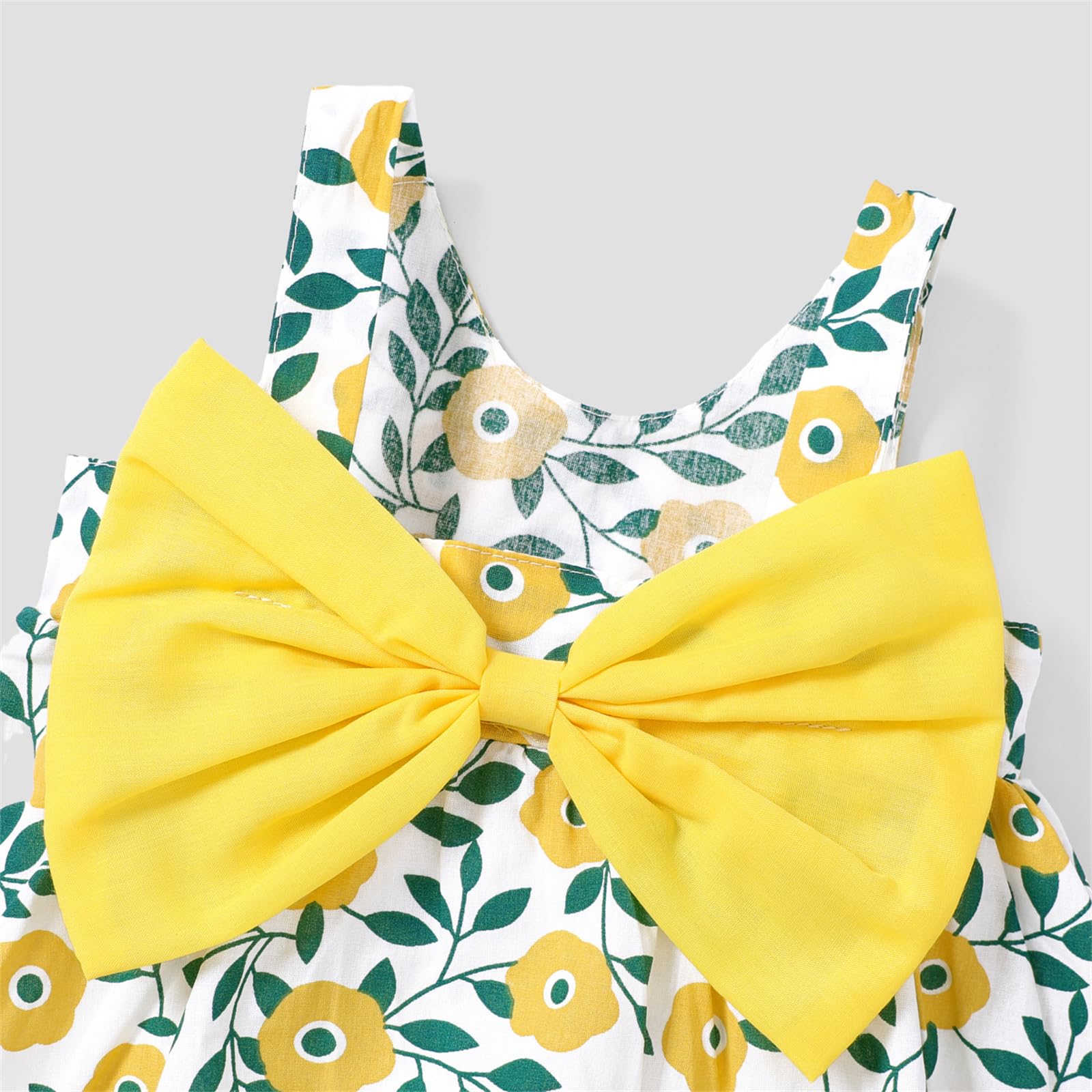 PATPAT Abito da Neonata - con Set di Cappelli Abito per Bambini Senza Maniche con Fiocco con Stampa Floreale, Vestiti Bambina, Vestiti Neonato Femmina, Vestito Elegante Bambina 3 Mesi - 3 Anni