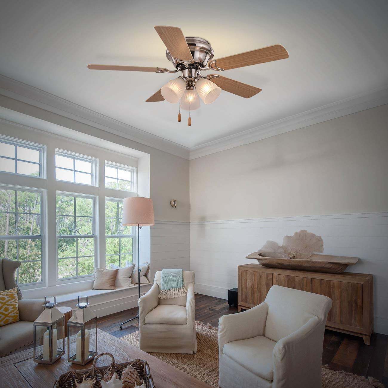 Fansose Indoor Ceiling Fan,Fan Lights Controlled by Zipper Switch