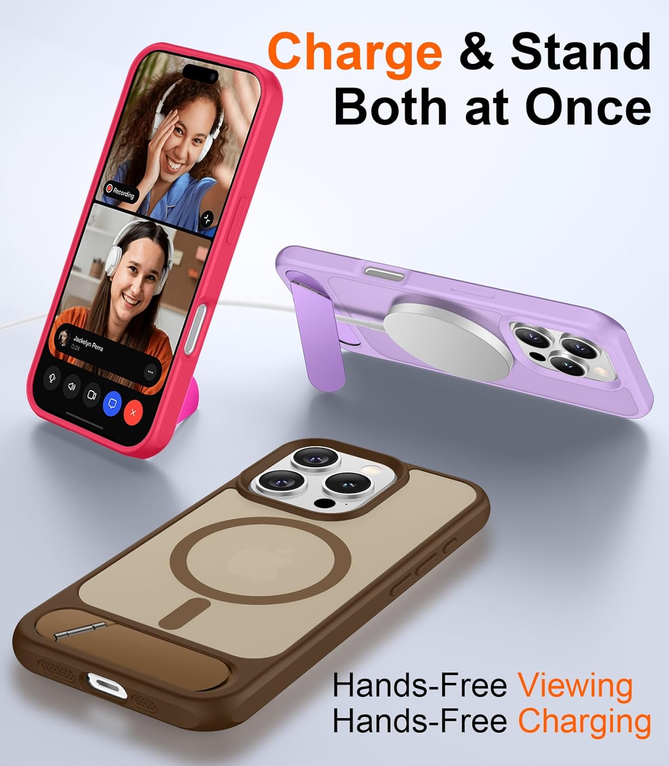 Temdan Magnetic Compatible with iPhone 16 Pro Case, [Built-in Invisible Kickstand][Compatible with MagSafe] [Military Grade Shockproof] Slim Translucent Matte Phone Case for iPhone 16 Pro 6.3" thumbnail