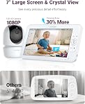 Comfyer BM01 7" HD Moniteur de bébé à écran partagé avec 2 Caméras, Vidéo Baby Monitor avec caméra et audio, Support flexible, Non-WiFi, VOX Mode, 2 Mode audio, télécommande PTZ, vision nocturne automatique