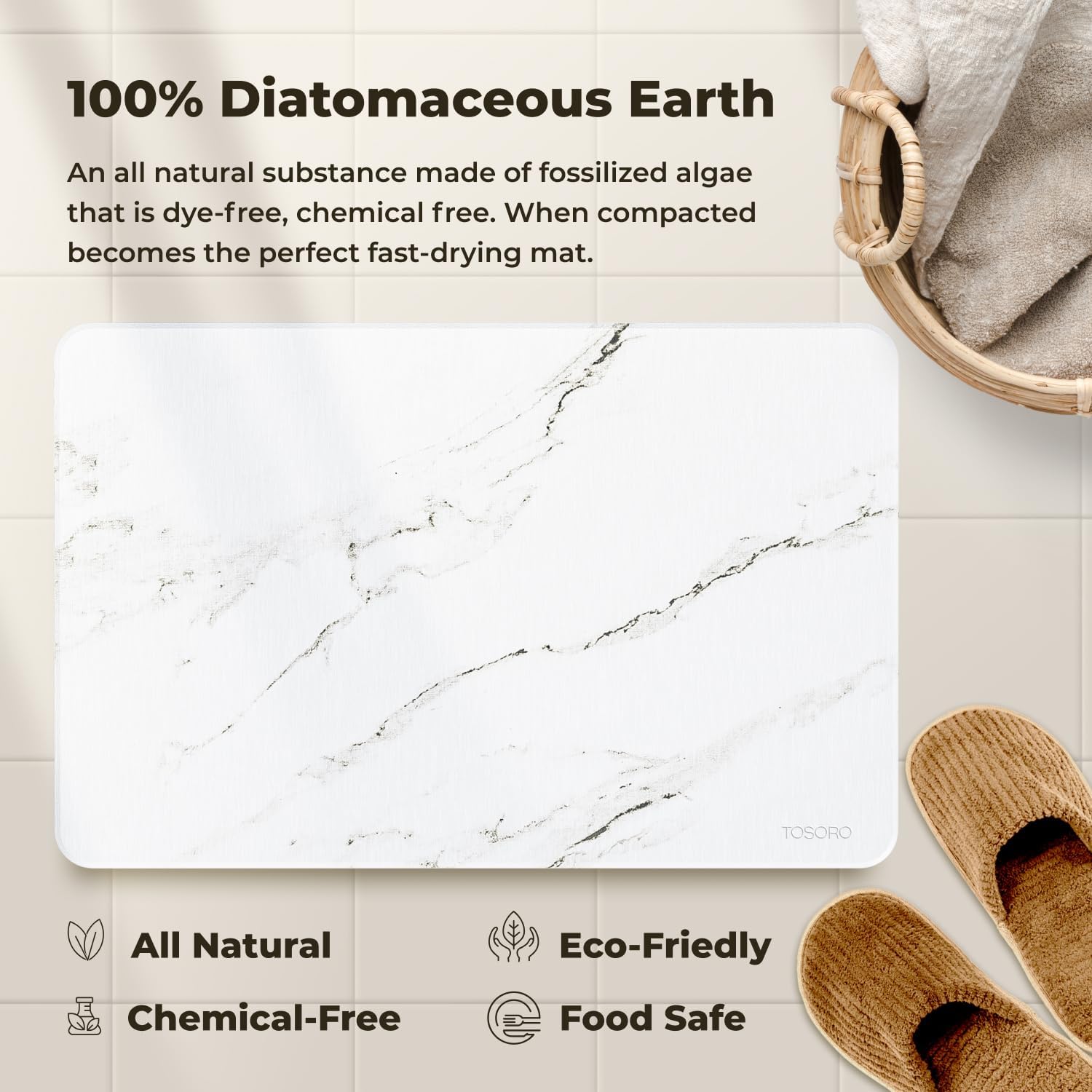 Stone Bath Mat Diatomaceous Earth Shower Mat Non-Slip Super Absorbent Diatomite Stone Bath Mats for Bathroom Floor Quick Drying Natural Easy to Clean (23.5 x 15) - Sandstone - Image 5