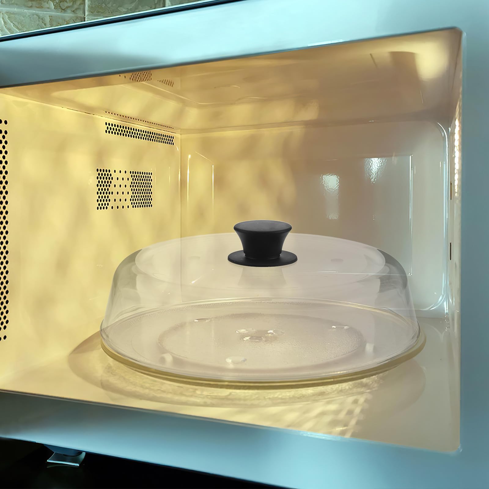 GALPADA Tapa Anti Salpicaduras para Microondas de Vidrio de Borosilicato con Ventilación, Forma de Cúpula, Transparente y Apta para Lavavajillas, Adecuado para Cocina y Uso Doméstico