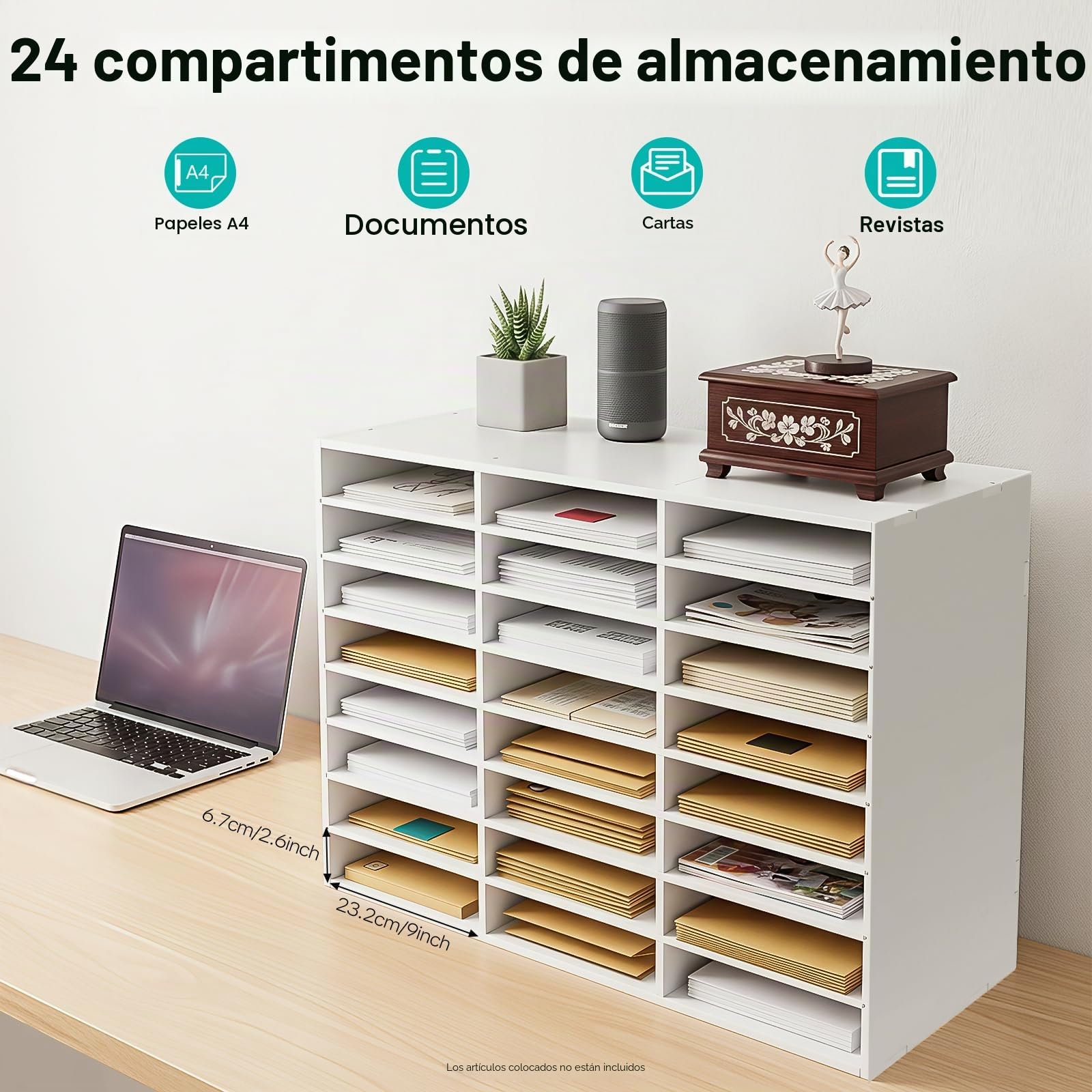 Organizador de documentos con 24 compartimentos, organizador de literatura, soporte de escritorio, buzón de oficina, compartimentos de papel, revistas, compartimentos para el hogar, la