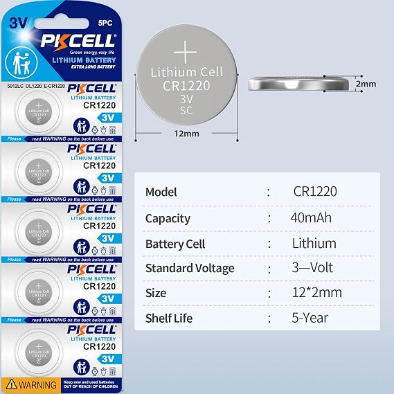 PKCELL CR1220 Battery 10-Pack CR1220 3V Lithium Battery (10 Count)