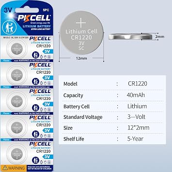 PKCELL CR1220 Battery 10-Pack CR1220 3V Lithium Battery (10 Count)