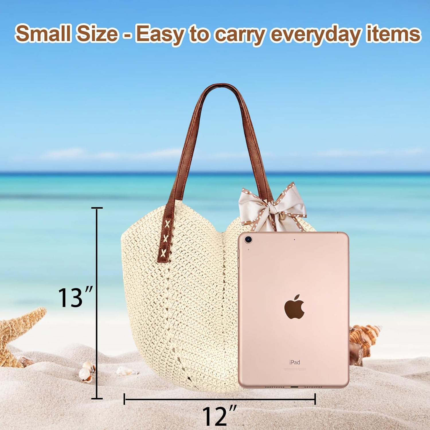 Peicees Crochet Woven Bag with Leak-Proof Lining for Women- Small Beach Purse Boho Shoulder Bag Summer Vacation Travel - Image 6
