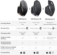 Vista 10 de Logitech Mouse inalámbrico MX Master - Sensor de alta precisión, rueda de desplazamiento adaptativa a velocidad, fácil de cambiar hasta 3