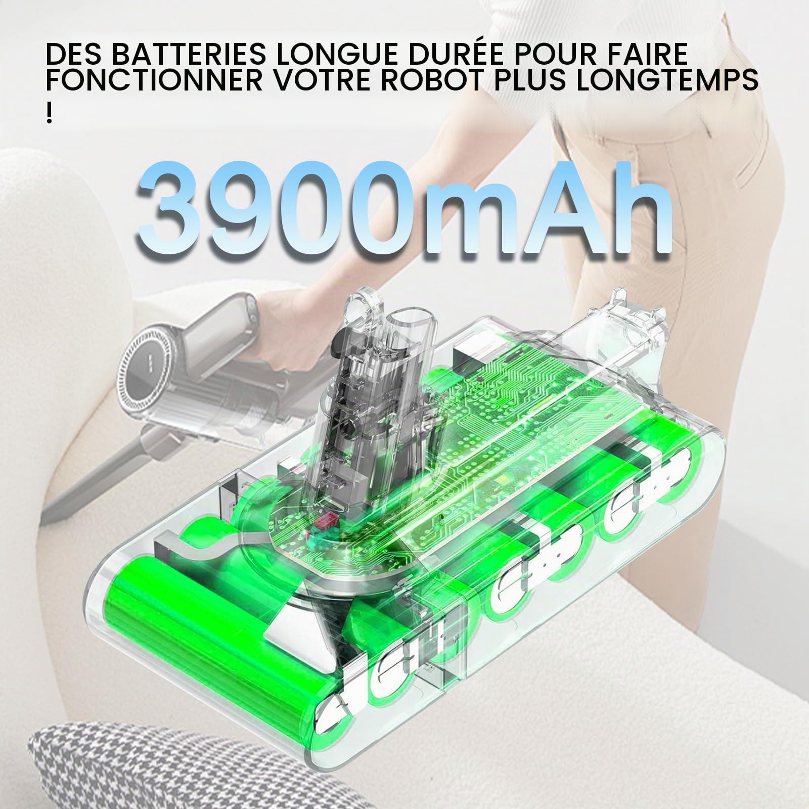 Batterie de Remplacement MXJFYY 25,2 V 3900 mAh V11 SV14 Compatible avec aspirateur sans Fil Dyson V11 (à Visser) SV14 Absolute Complete Fluffy avec Couvercle (ne Convient Pas aux modèles à Bouton)