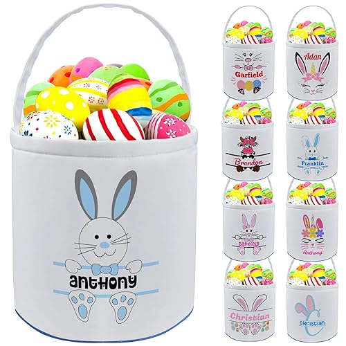 Miniatura 9 de Cesta de Pascua personalizada con nombre, lona de Pascua, bolsa de mano con asa, regalos para bebés, niños, niñas, niños, decoración de Pascua