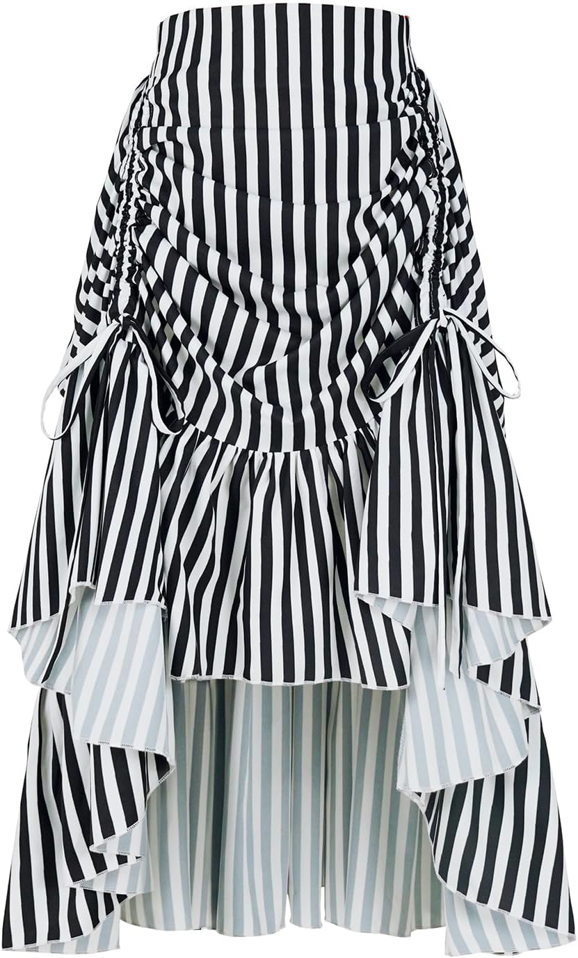 Women's Long Dress Gothic Steampunk Victorian Renaissance High Low Skirt