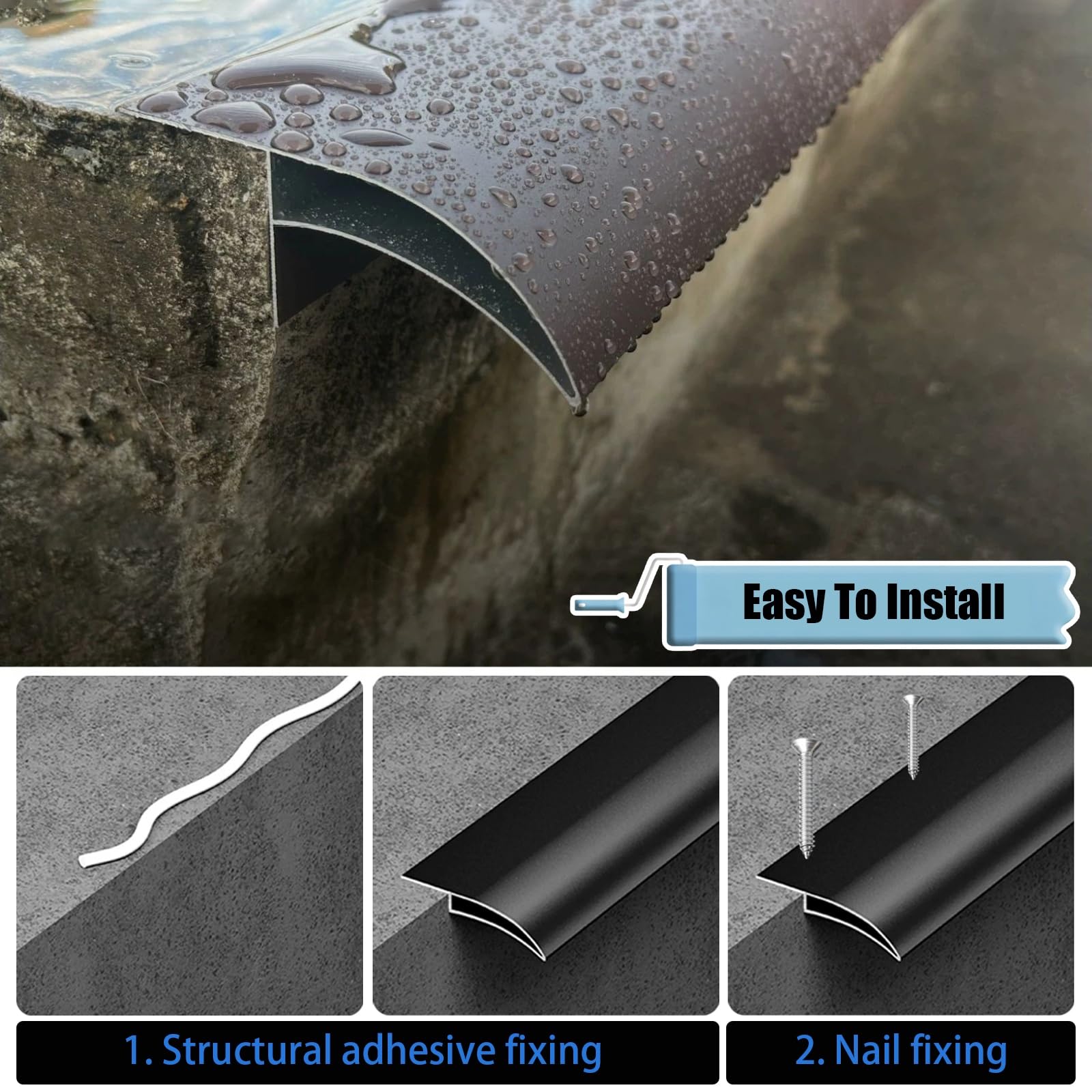 LXLZYXSF Perfil De Aluminio De 11 Cm De Ancho Extra Remate Vierteaguas para Tejados Desviador De Lluvia Recortable Perfil para Alféizar De Ventana para Balcones(Brown,L 195cm/6.4ft)