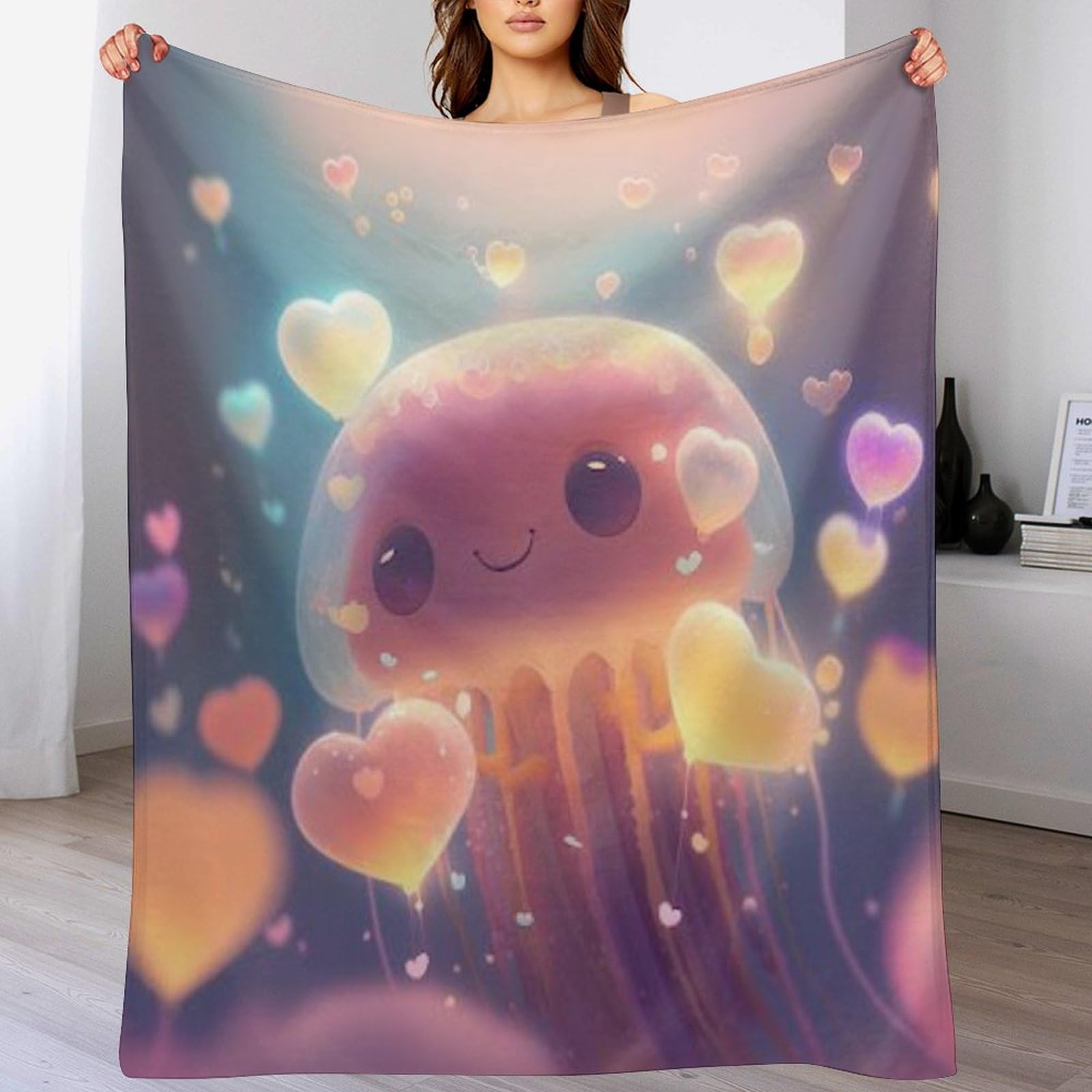 Couverture polaire en flanelle ultra douce Jellypoisson pour un lit douillet