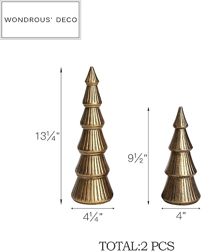Miniatura 6 de WONDROUS' DECO Figura de árbol de Navidad de madera, figura de árbol blanco de mesa, juego de 2 centros de mesa para decoración de Navidad