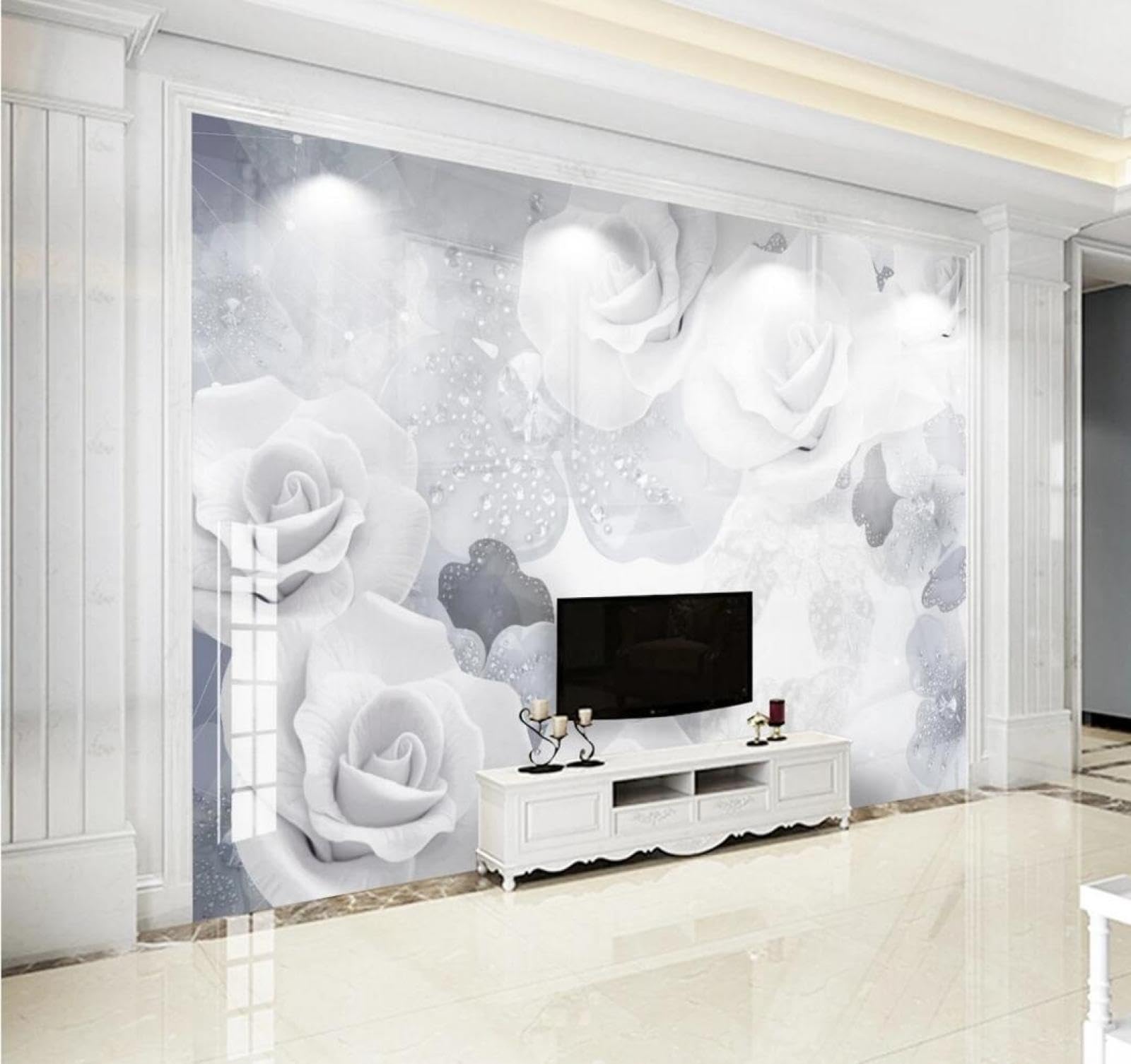Tapisserie murale fleurs en relief 3D pour une chambre parentale zen