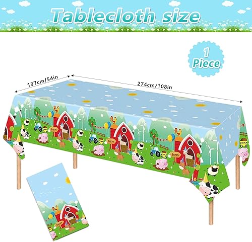 Miniatura 3 de 98 piezas de suministros de fiesta de cumpleaños de animales de granja, decoración de fiesta de cumpleaños para niños y niñas, juego de vajilla de