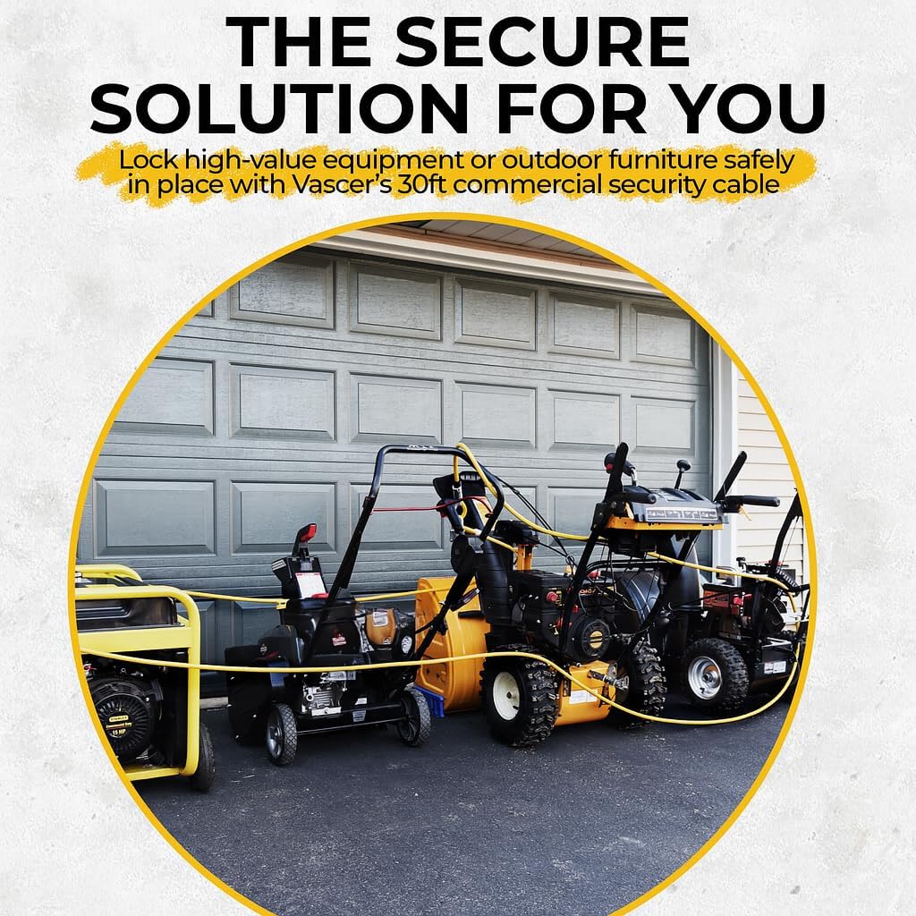 Commercial Heavy Duty Braided Galvanized Steel Theft Deterrent Security Cable with Looped Ends. (1/2 Inch Thick, 7x19 Construction, 10 Feet)