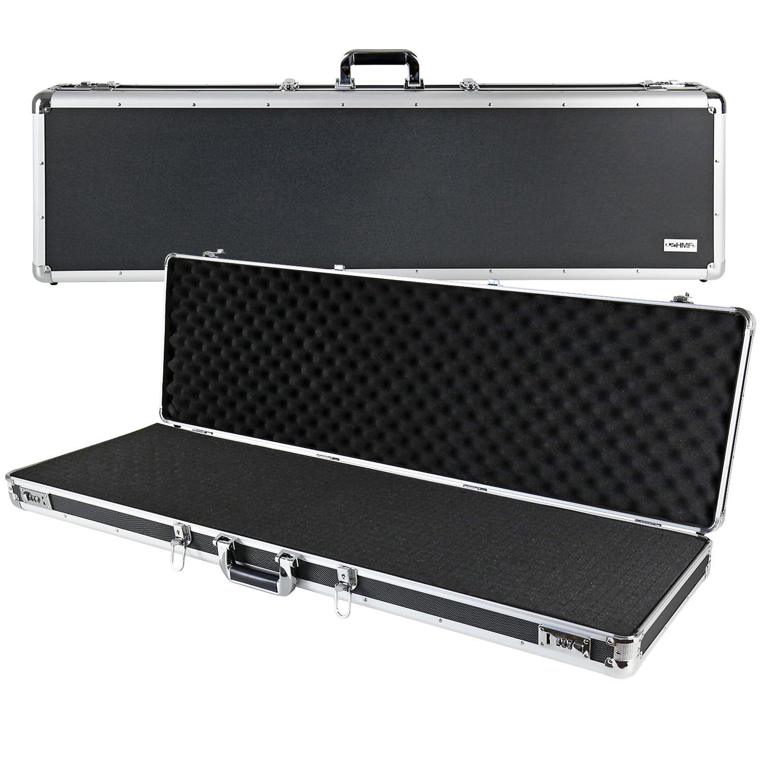 HMF 14405-02 Maleta de Aluminio para Armas y Rifles con Espuma | 117 x 36 x 12 cm | Negro