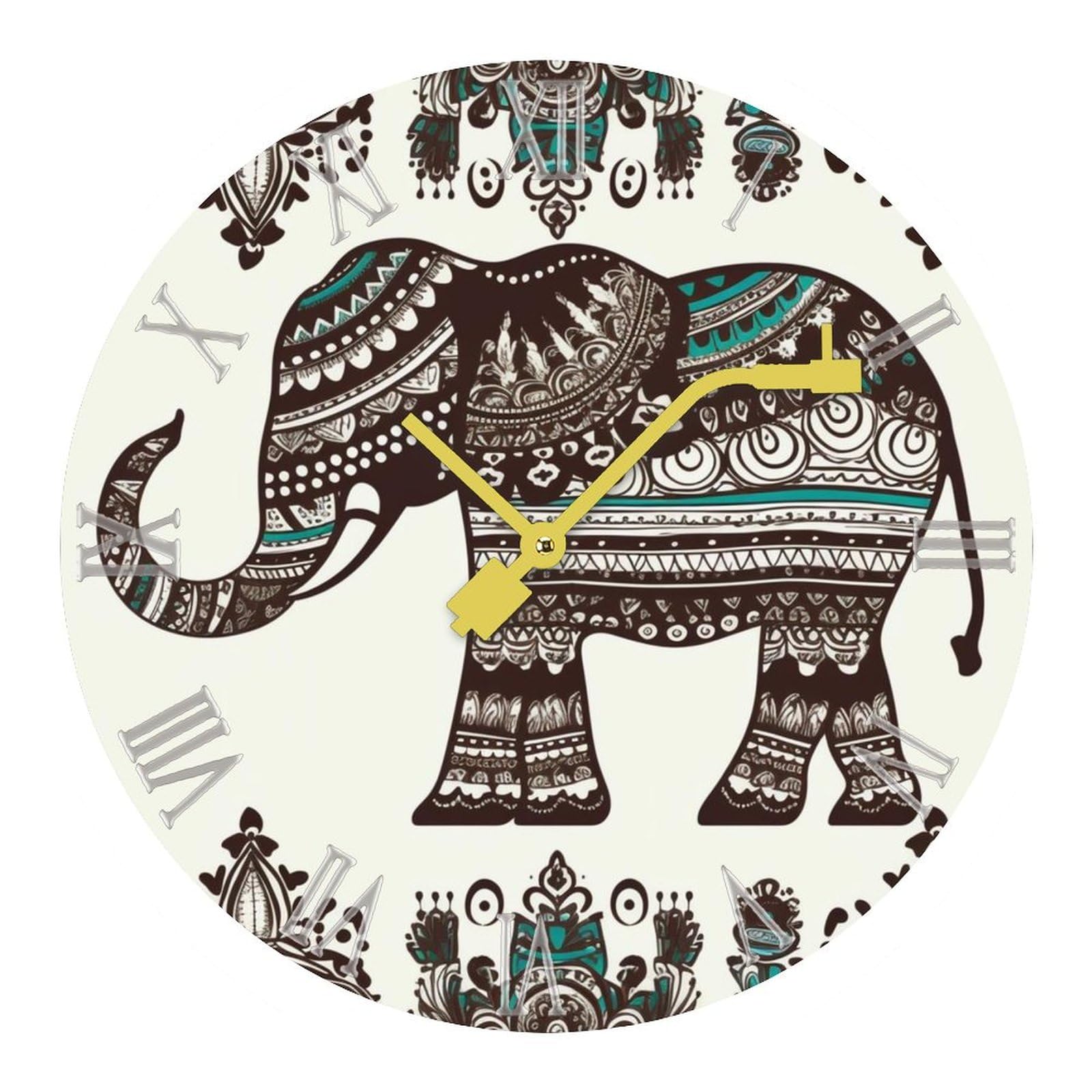 Horloge murale silencieuse éléphant bohème moderne pour cuisine et bureau