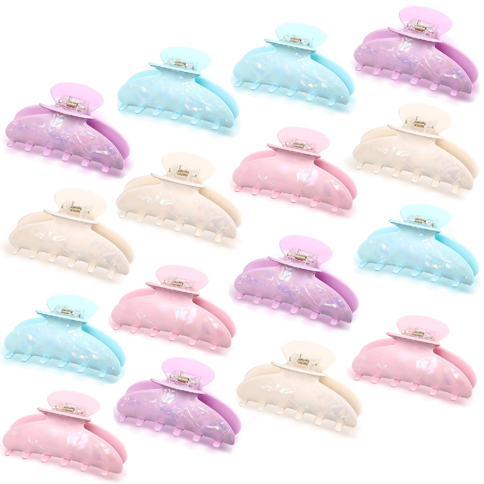 16 fermagli per capelli grandi in acrilico, per donne, regalo di Natale e compleanno, alla moda, in stile francese, carini, accessori per capelli, antiscivolo, per spessi e sottili (9 cm