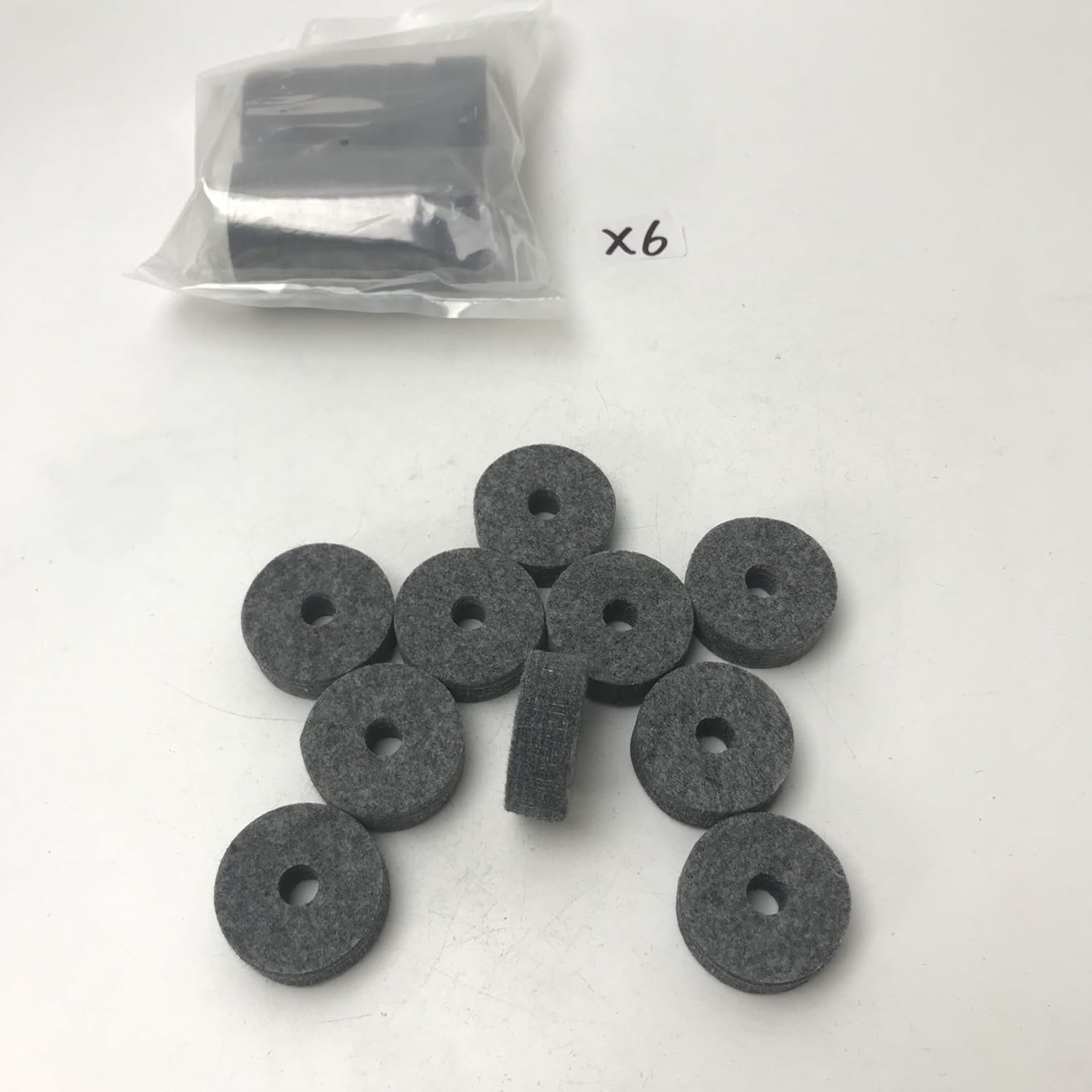 ETFBUY 60pcs Round Soft Cymbal Stand Drum Felt Washer 15mm Thick Black for Drum Kit Repair Replacement Parts