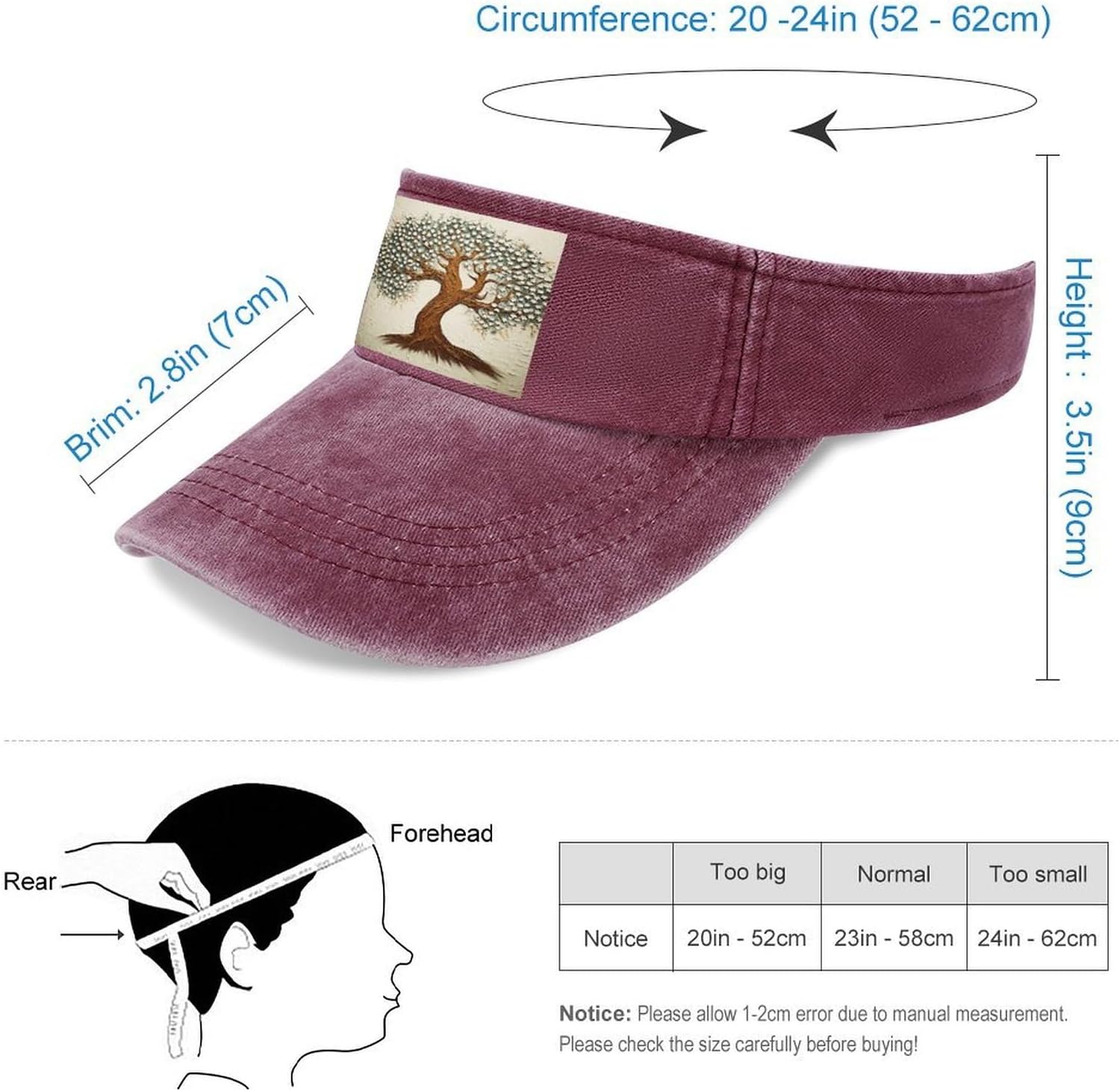Tree Printed Sun Visor Hat for Men Women image 2