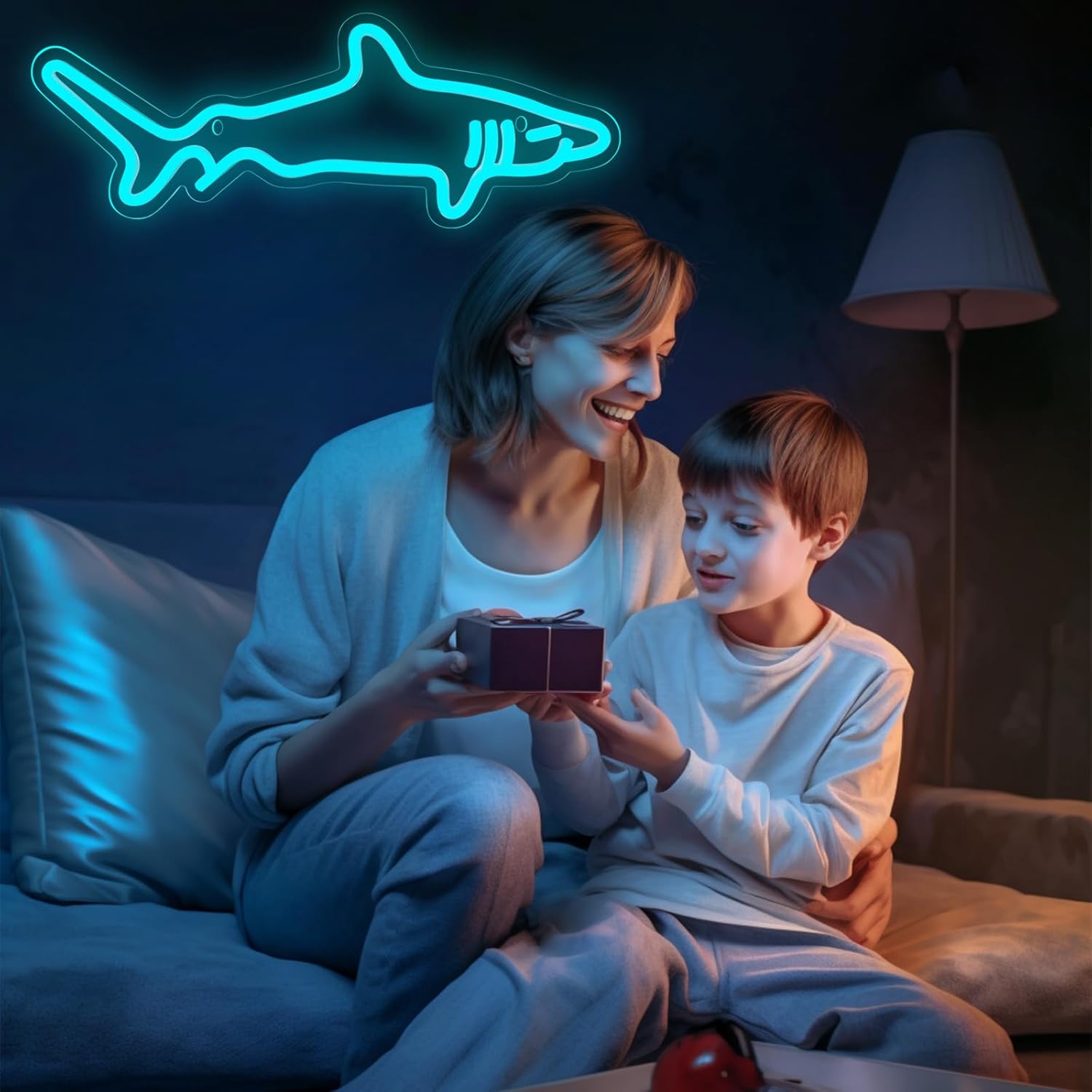 Shark Neon Sign, Shark Shaped LED Sign for Game Room Decor, Dimmable USB Powered Gaming Lights for Teen Boy Room Gaming Wall Decor, Best Gamer Gifts for Boys, Kids, Blue - Image 6