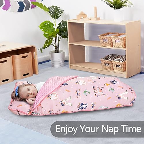 Miniatura 3 de Primlect Tapete para siesta para niños pequeños con almohada y manta, saco de dormir extra grande de 55 x 35 pulgadas, lavable, ligero, fácil de