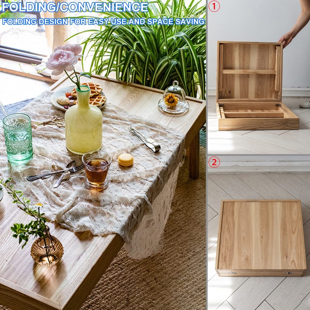 Japanischer Bodentisch Bambus 80x48x35cm - Klappbarer Couchtisch Ohne Montage