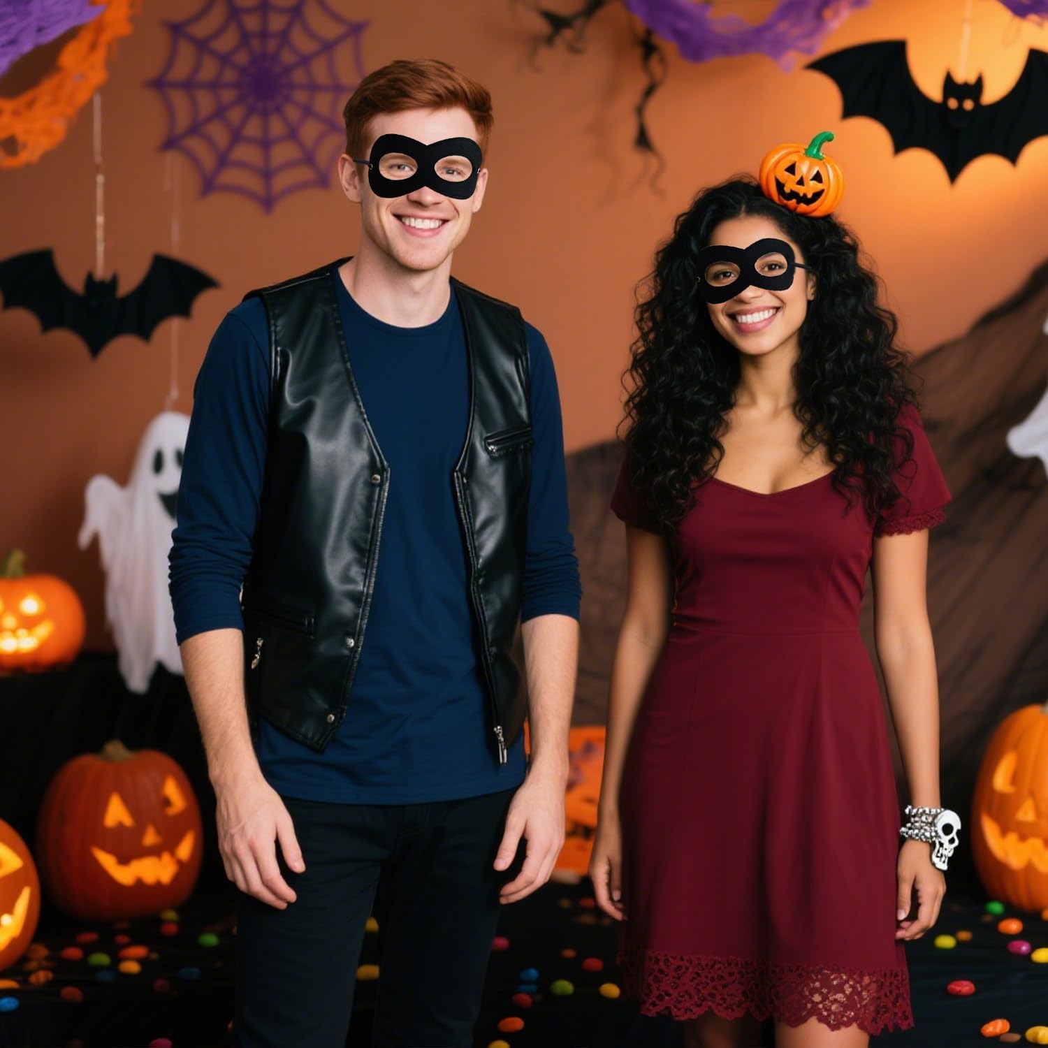 Black Felt Eye Mask Halloween Mask for Adult Costumes Mask Halloween Masks for Men Women Kids Party Cosplay Dress Up - Image 5