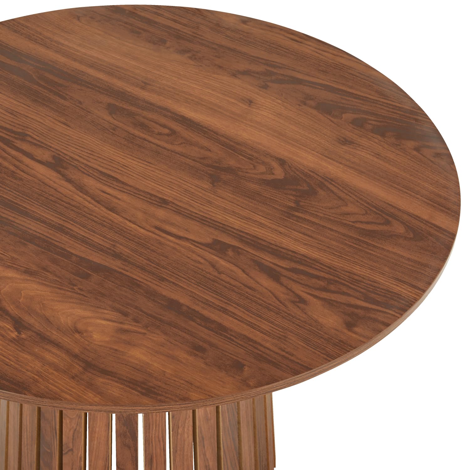 Stół do jadalni LIV, ciemne drewno, 5 krzeseł, okrągły design, styl skandynawski, średnica 110 cm