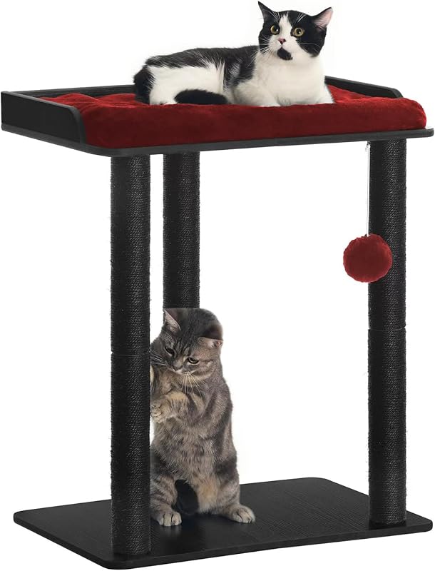 Árvore de atividades para gatos grandes FourFurPets com postes de sisal natural, plataforma espaçosa PMJA01R1
