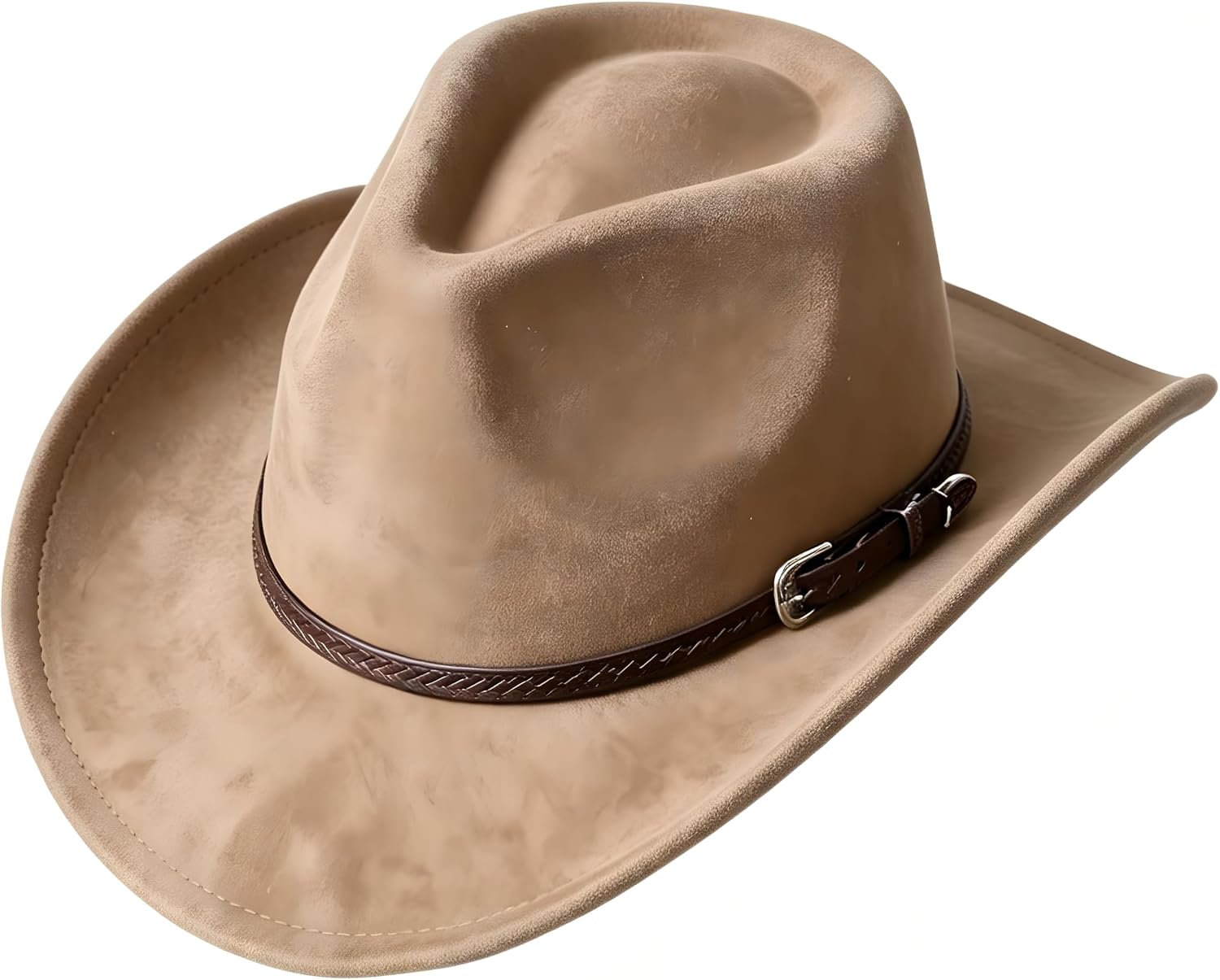 Classic Western Cowboy Hat,Roll Up Brim Sun Hat with Belt Buckle-Unisex for Ranch, Festival, Party & Daily Outdoor Wear