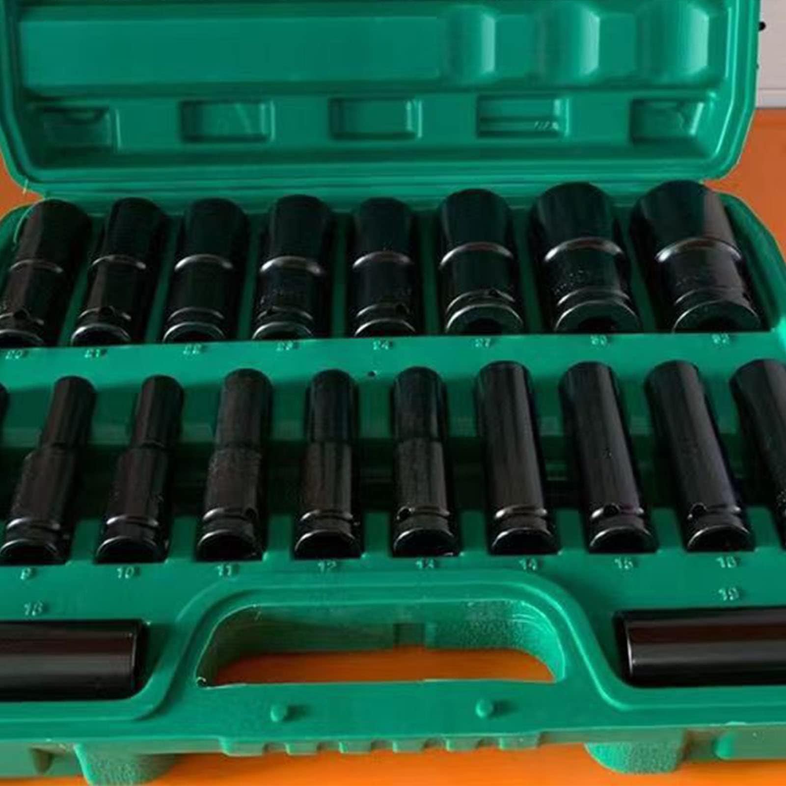 Juego de Llaves de Vaso de Impacto, 20 Piezas, 8-32mm, Acero Cromo Vanadio, Revestimiento Negro, para Mantenimiento Auto y Reparación de Coche