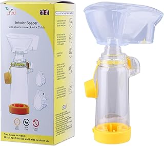 Espaciador de inhalador con máscara de silicona (adulto + niño), dispositivo espaciador antiestático, cámara de inhalado...