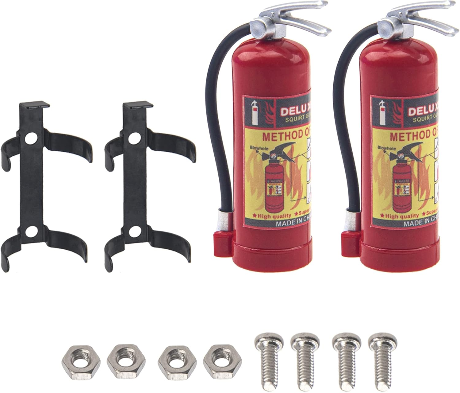 2Pcs HIRCQOO 1/10 RC Scale Fire Extinguishers with Stickers Decoration Accessories Compatible with Traxxas TRX4 Axial SCX10 Redcat Gen7 D90 TF2 CC01 HSP 1/10 RC Rock Crawler (Red)